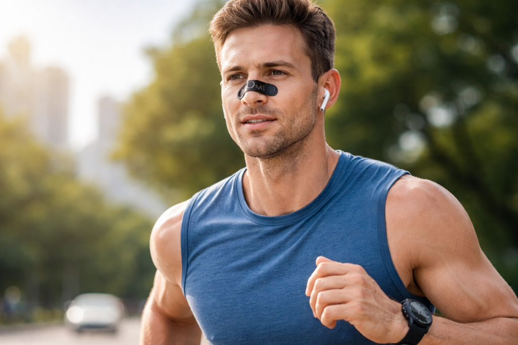 Hombre corriendo con tira Oxigenum